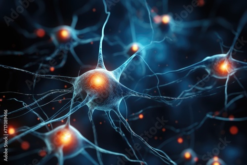 A photo of Neuronal Connection Brain glowing Generative AI