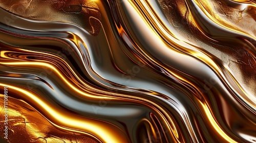 A wavy abstract background with liquid gold and bronze textures, evoking a sense of opulence and luxury