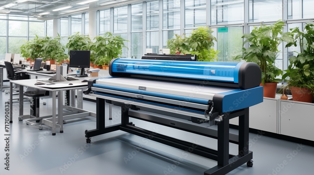 Professional large format plotter printing wide banner blueprints at ...