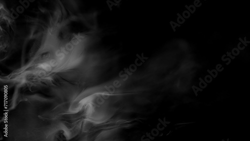 Abstract Atmospheric White Smoke Texture Background on Black photo