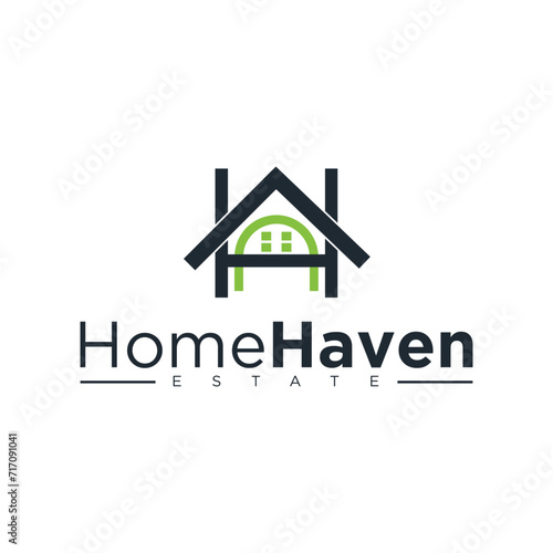 real estate logo minimalist Real Estate Logo Design with Linear Style H logo design 