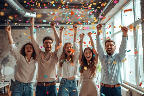 Business people celebrating success in an office