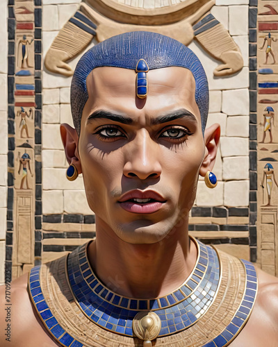 Highly Artistic Realistic Portrait of a Stylish Light-Skinned Pacific Islander Male Ancient Egyptian Vampire Gen AI photo