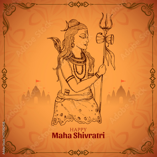 Traditional Happy Maha Shivratri Indian festival decorative background design © Tamarindarts