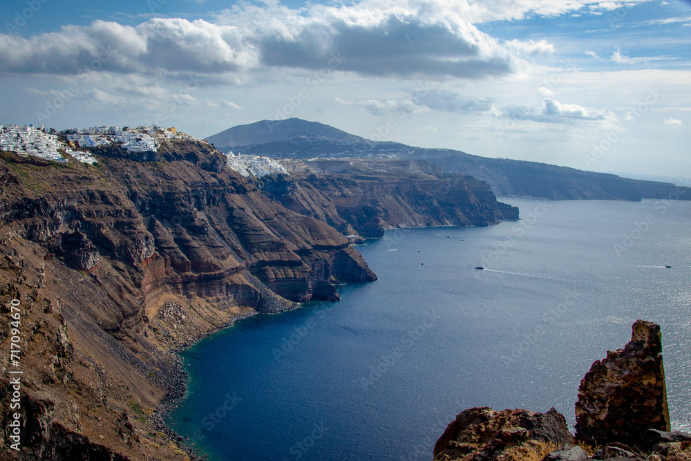 The cliffs and sea of Santorini