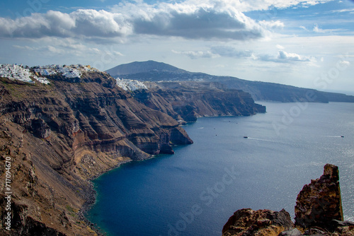 The cliffs and sea of Santorini