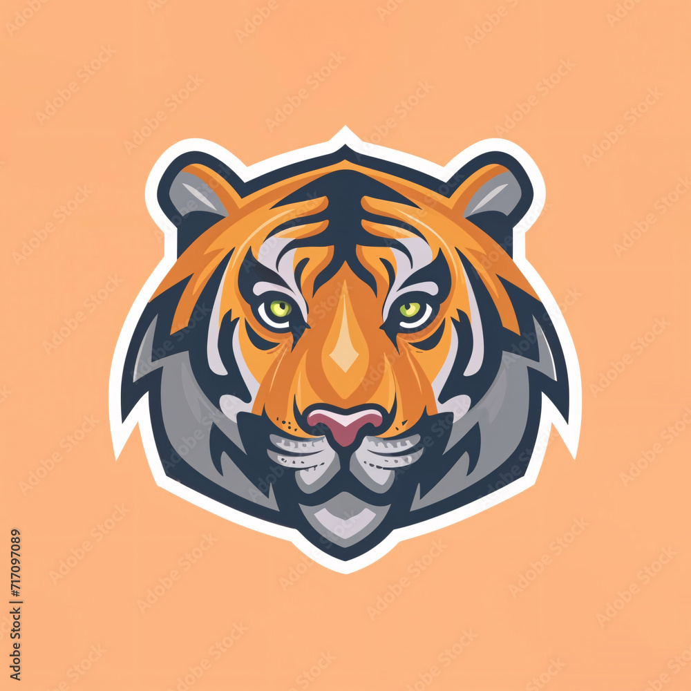 Flat logo illustration of Siberian Tiger
