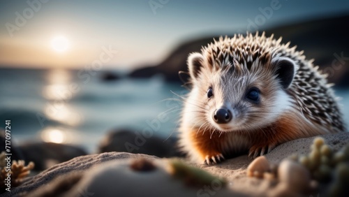 hedgehog on the ground ai generated photo