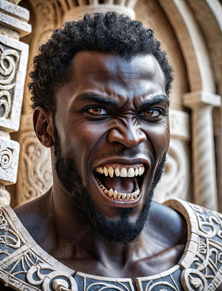 Artistic Portrait of a Stylish Black Mixed Race Ancient Greek Vampire