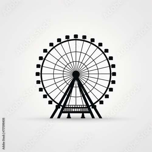 Ferris wheel icon silhouette entertainment round picture Ai generated art