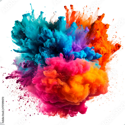 Abstract background with splashes in the background. an explosion of powder on a white background. A colored cloud. Blue dust explodes. 