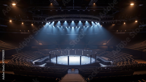 Generative AI  professional mma cage arena with spotlights  martial arts sport ring 