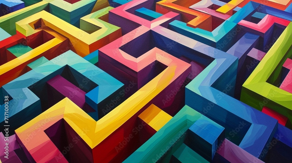 Interlocking Geometric Labyrinths of Vibrant Colors Interlocking Geometric Labyrinths of Vibrant Colors