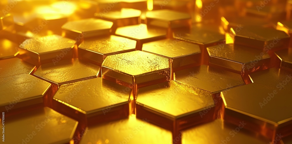 golden hexagons background 3d, in the style of luminism, dark yellow, shaped canvas, lightbox, exquisite lighting, utilizes, light-focused golden hexagons background 3d, in the style of luminism, dark yellow, shaped canvas, lightbox, exquisite lighting, utilizes, light-focused