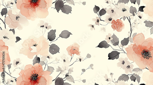Vintage decorative bloom flowers seamless pattern for wallpaper. Traditional Floral Chinoiserie. Flowers  illustration