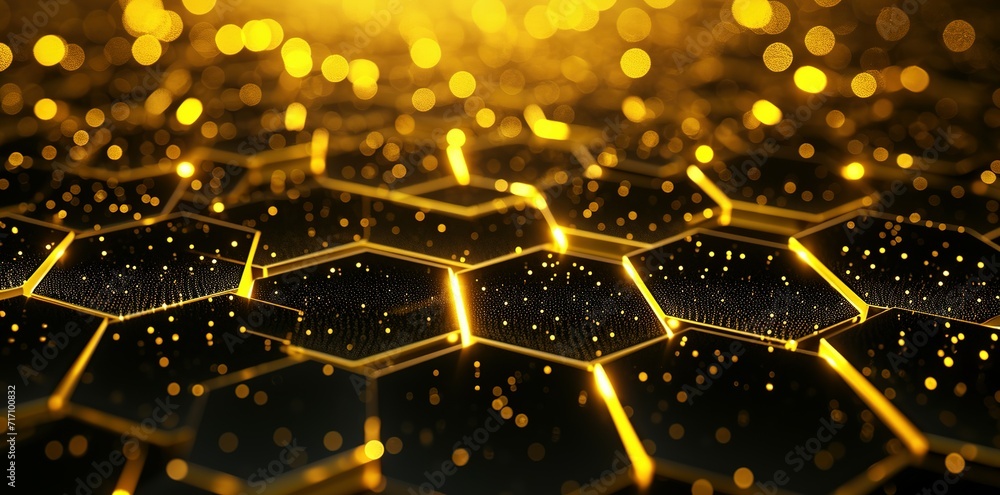 golden hexagons background 3d, in the style of luminism, dark yellow, shaped canvas, lightbox, exquisite lighting, utilizes, light-focused golden hexagons background 3d, in the style of luminism, dark yellow, shaped canvas, lightbox, exquisite lighting, utilizes, light-focused