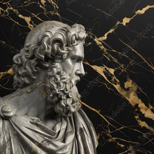 Marble and Gold Zeus statue