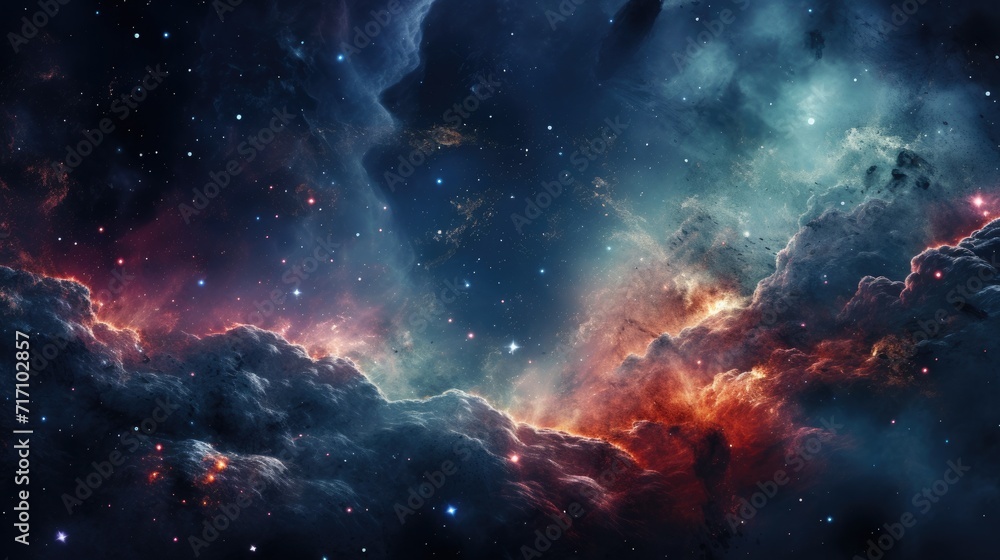 Deep Space. Beautiful Space Landscape with Star Clusters and Nebulae. Elements of this Image - obrazy, fototapety, plakaty 