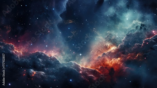 Deep Space. Beautiful Space Landscape with Star Clusters and Nebulae. Elements of this Image photo