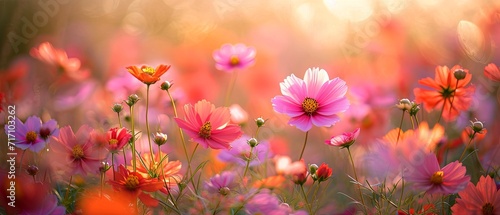 A field of flowers at dawn