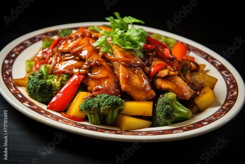 delicious stir-fried vegetables and succulent poultry. Generative AI