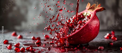 The ruby red pomegranate succumbs to the pressure of winter's chill, its juices bursting forth as a testament to the bittersweet cycle of life