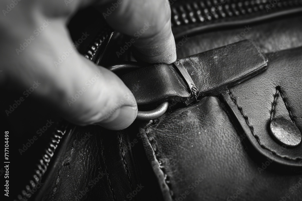 A person holding a leather wallet with a metal clasp. This versatile image can be used in various contexts