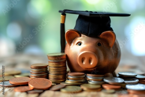Empower your financial content with a piggy bank in a graduation cap, symbolizing savings, student loans, and AI insights.