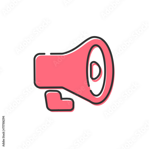 Megaphone with sound, linear icon. Advertising and distribution photo