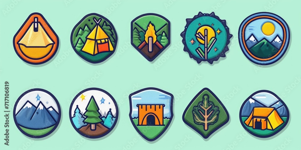 A collection of badges with various designs. Perfect for adding a touch of personalization and style to any project A collection of badges with various designs. Perfect for adding a touch of personalization and style to any project