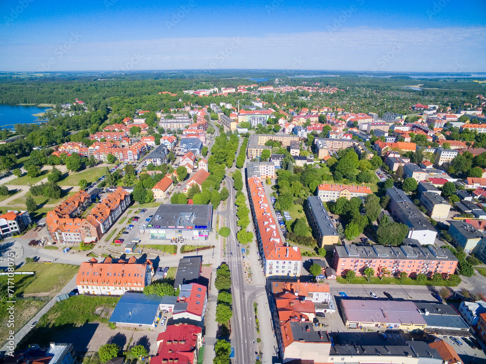Aerial view of Gizycko town, Poland (former Loetzen, East Prussia)