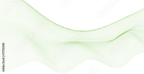 Abstract wavy green background. Thin line wavy abstract vector background. Curve wave seamless pattern. Line art striped graphic template design