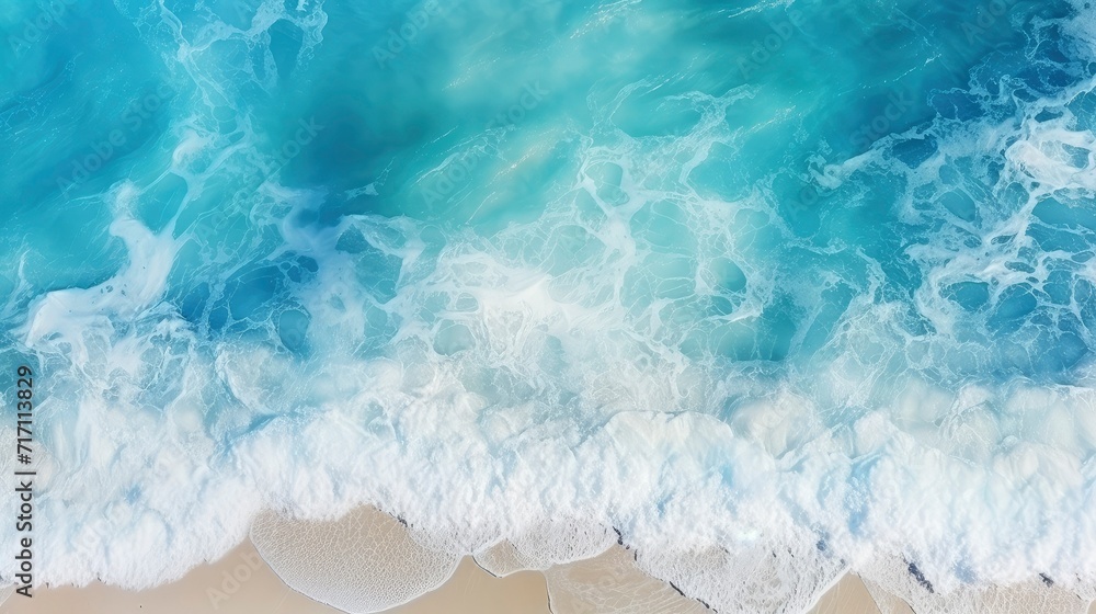 Obraz premium View of the blue waves on the beach