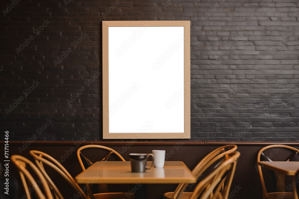frame mockup on the wall in a cafe with plants frame mockup on the wall in a cafe with plants