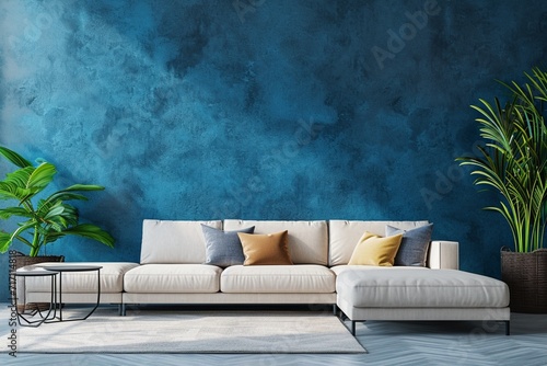 Modern interior of living room design and blue wall background photography 10 , 8k, 8k render::3 --ar 3:2 --v 6.0 - Image #2 @malikahtesham5382 photo