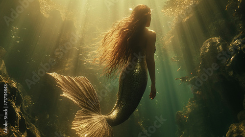 Mermaid under water photo