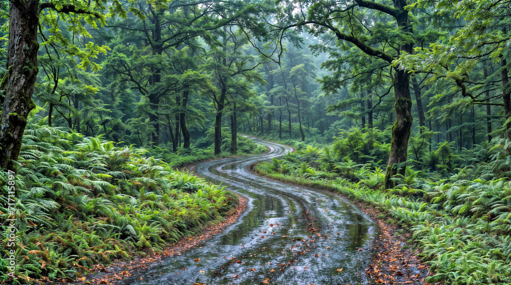Winding Forest Trail After Rain Winding Forest Trail After Rain