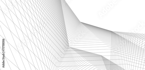 architecture building linear vector 3d illustration 