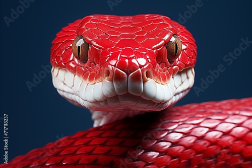 Macro shot of a colorful snake with plenty of room for captions, headlines, or design elements