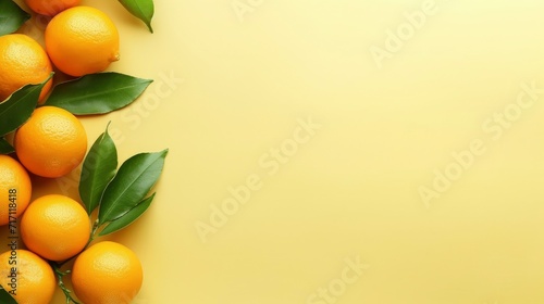 Minimalist orange and leaves background. Copy space. Space for text
