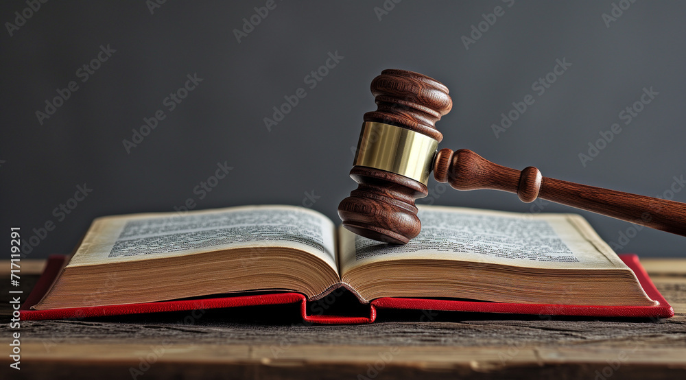 an open book with a judge's gavel