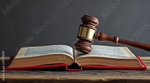 an open book with a judge's gavel