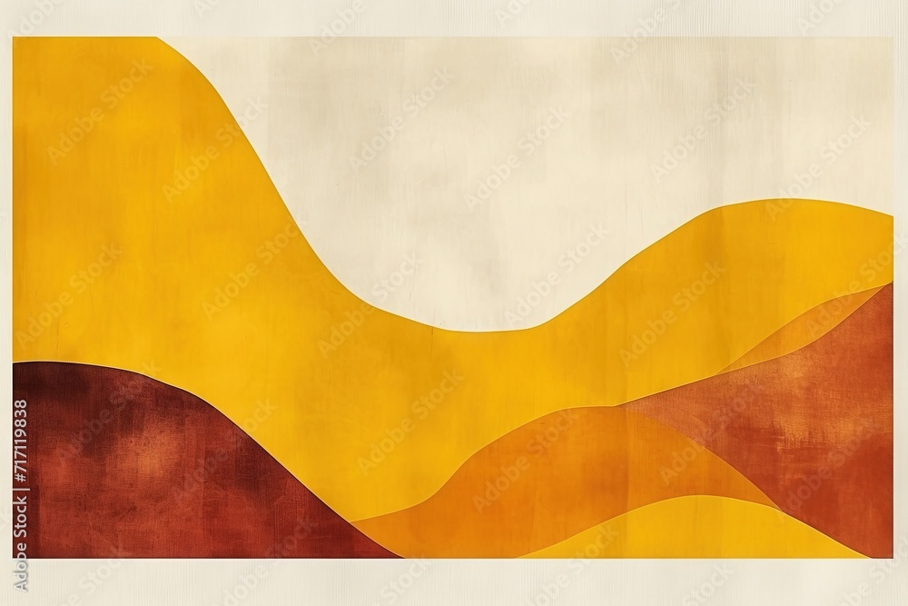 Obraz premium A yellow and white poster with vibrant brushstrokes of golden hues dance across the canvas, evoking the joyful and carefree spirit of a child's abstract painting.
