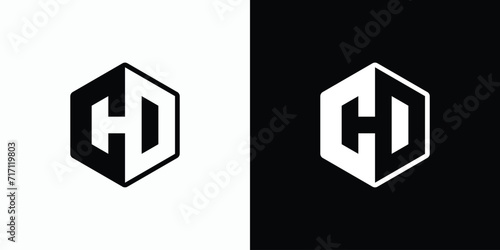 Vector logo design for the initials letters C H D in a hexagon shape.