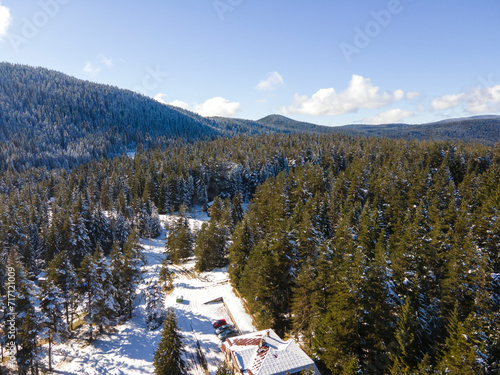 Aerial winter view of Beglika Reservoir, Bulgaria photo