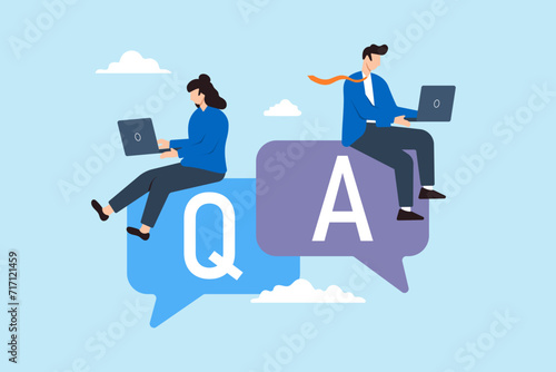 Business people working on dialogue with question and answer