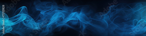 Abstract blue smoke on a black background, Ai Generated