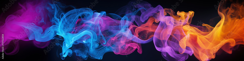 Colorful abstract smoke on black background, Ai Generated Colorful abstract smoke on black background, Ai Generated
