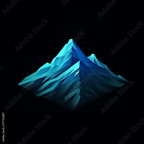 vibrant colorful trendy three-dimensional minimalistic mountain logo sign with gradient for conspicuous isometric logotype design © elementalicious