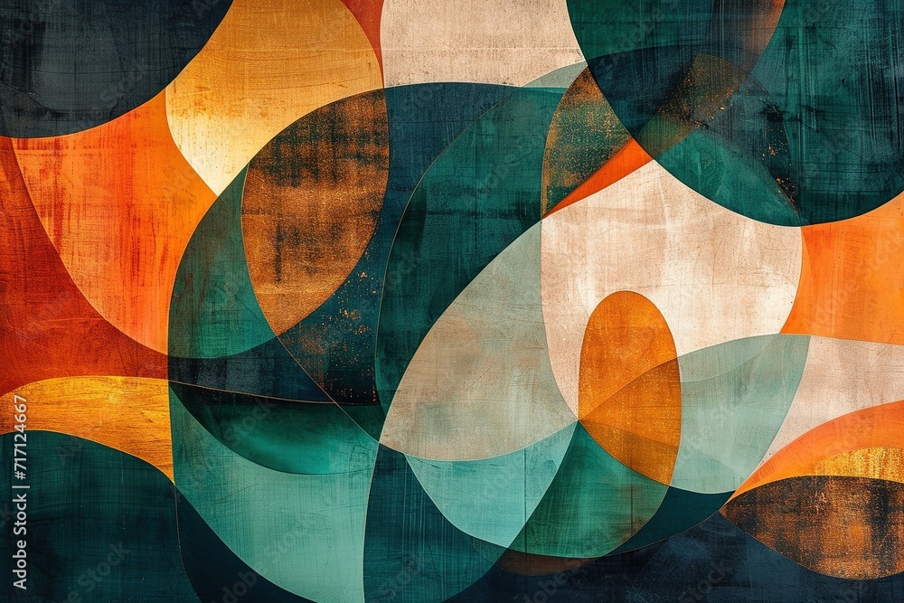 Colorful waves of different shades of green and orange with vibrant ...